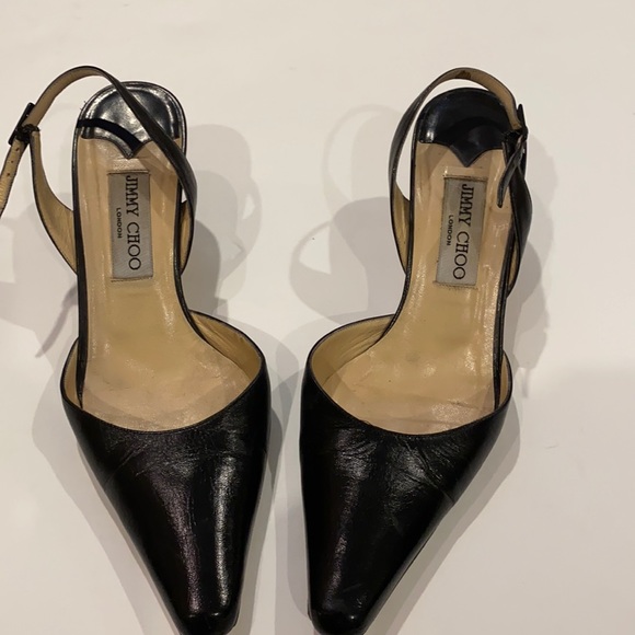 Jimmy Choo Shoes - JIMMY CHOO BLACK SLING BACK KITTEN HEEL